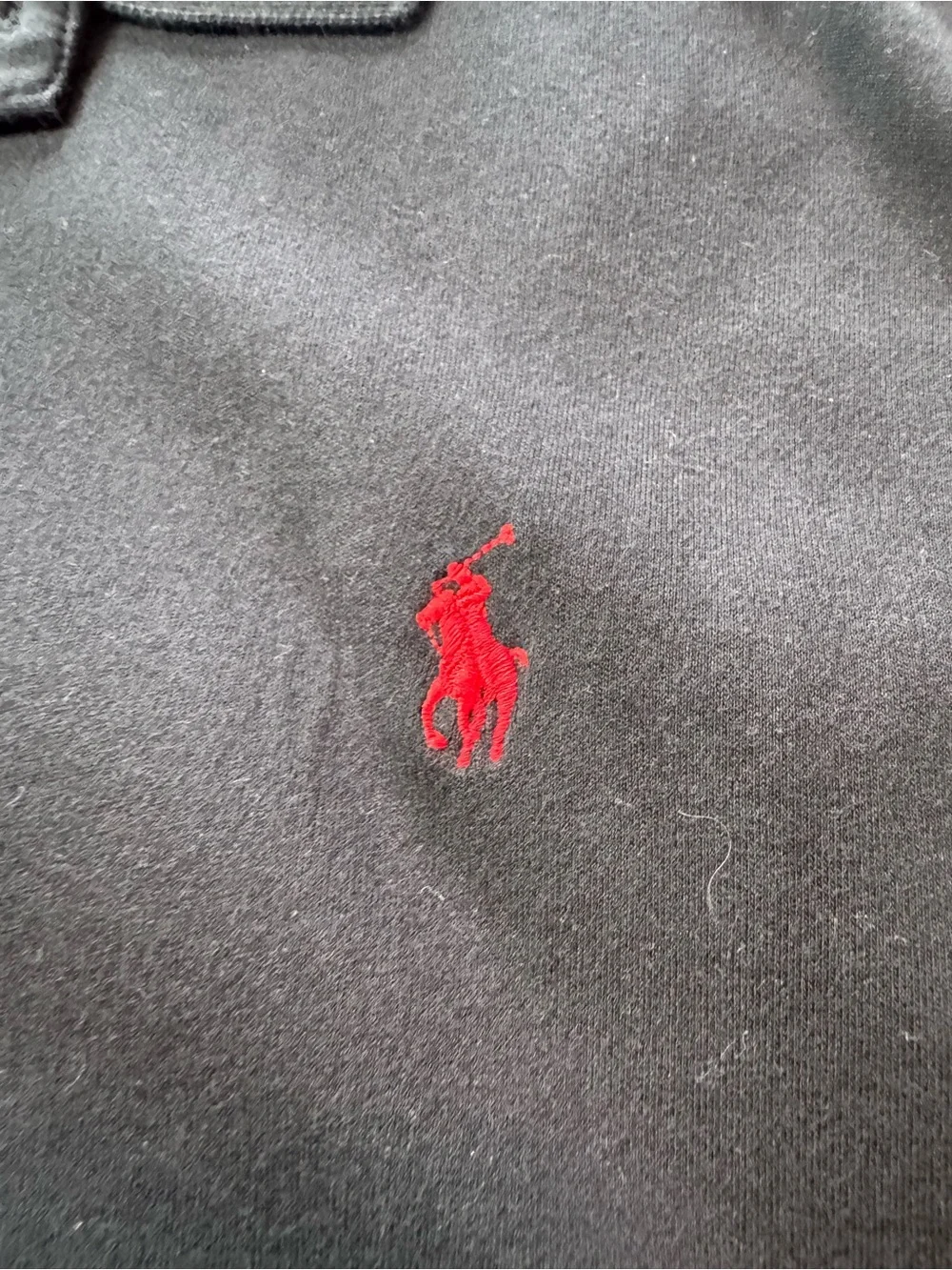 Ralph Lauren Black Polo XL 100% Cotton Shirt with Red Pony Embroidery